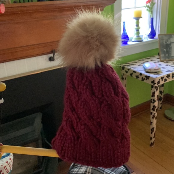 Crocheted winter beanie with tassel. - Picture 2 of 3